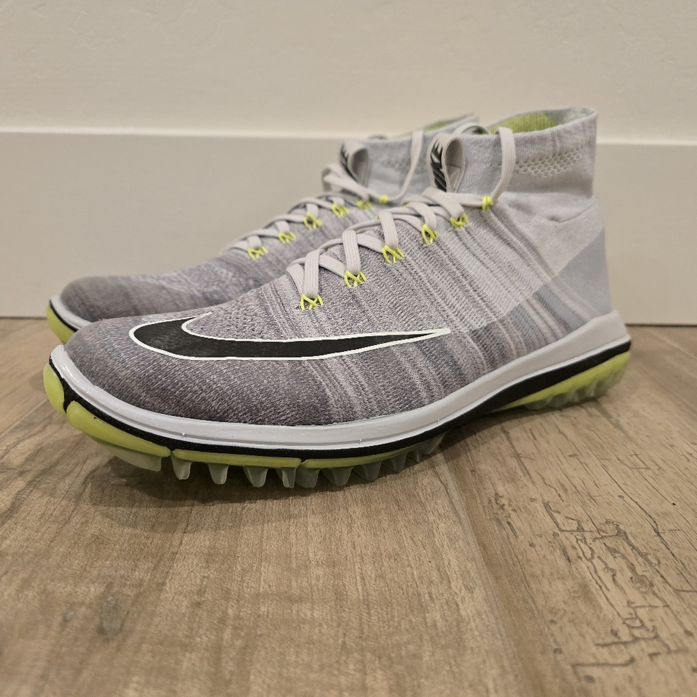 NIKE FLYKNIT ELITE WOLF GREY / VOLT GOLF SHOES MENS